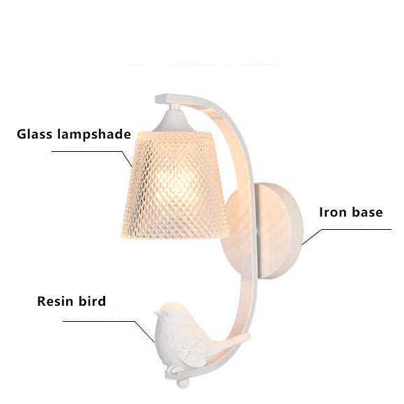 Modern Simple Resin Bird Glass Shade 1-Light Wall Sconce