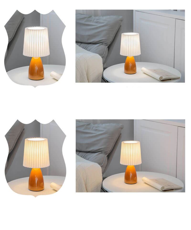 Nordic Vintage Table Lamp with Pleated Shade and Table Lamp