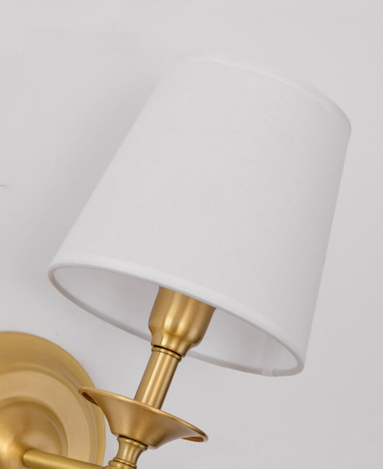 Modern Brass Fabric Shade 1/2 Light Wall Sconce