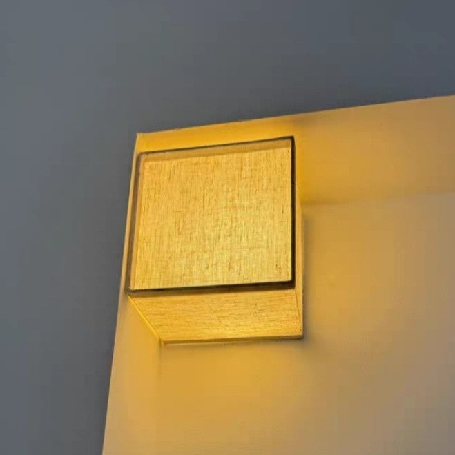 Traditional Japanese Square Fabric Shade LED Wall Sconce