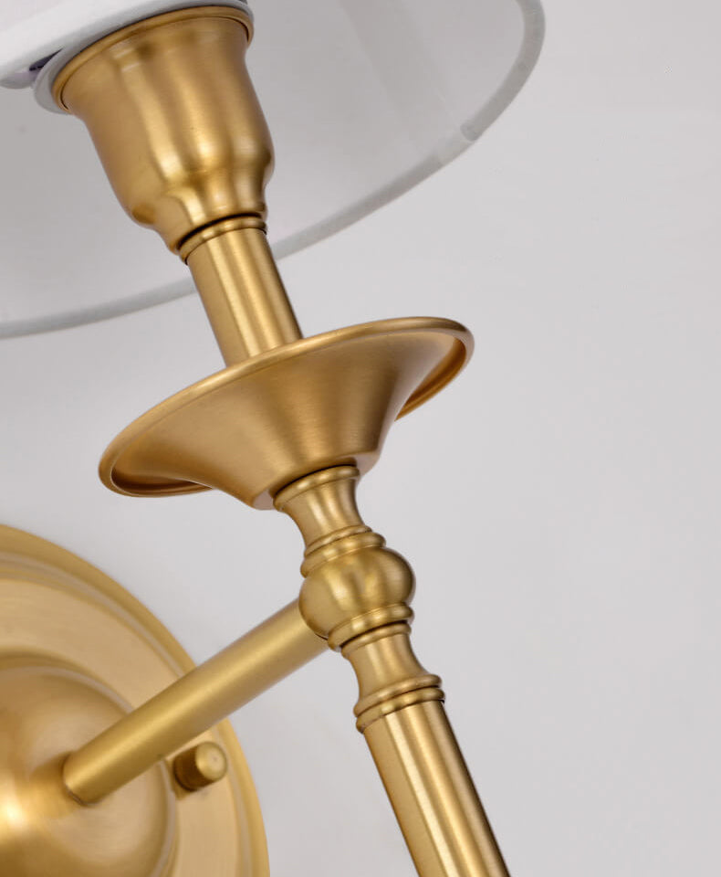Modern Brass Fabric Shade 1/2 Light Wall Sconce