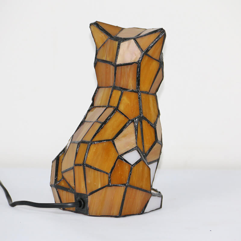 Tiffany Creative Cats/Dogs Stained Glass 1-Light Table Lamp
