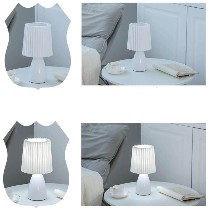 Nordic Vintage Table Lamp with Pleated Shade and Table Lamp