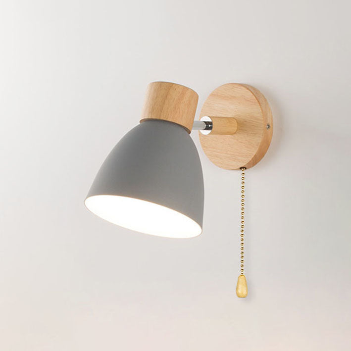 Modern Minimalist Macaron Iron Wood Wall Sconce