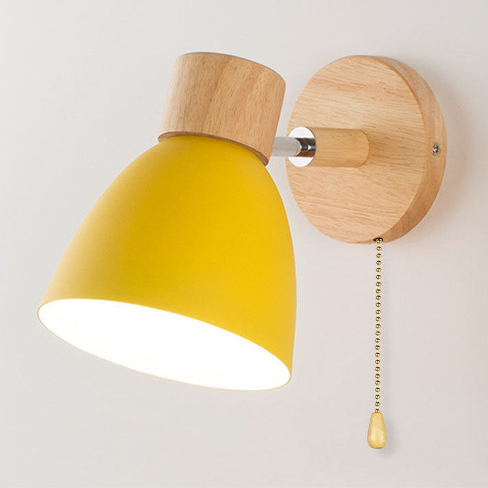 Modern Minimalist Macaron Iron Wood Wall Sconce