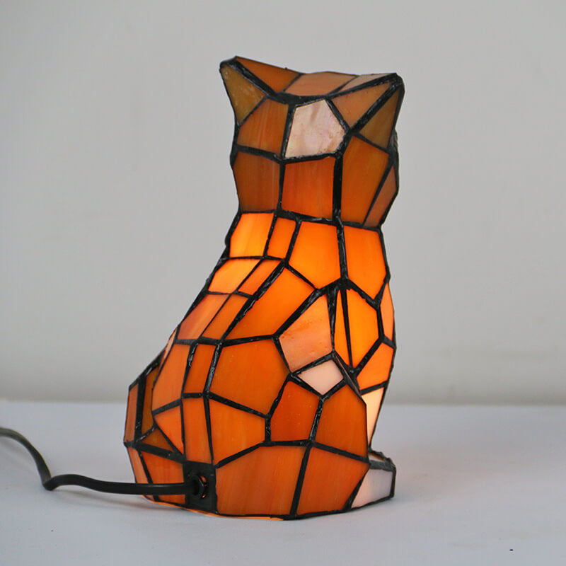 Tiffany Creative Cats/Dogs Stained Glass 1-Light Table Lamp