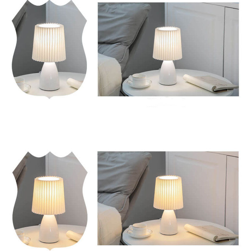 Nordic Vintage Table Lamp with Pleated Shade and Table Lamp
