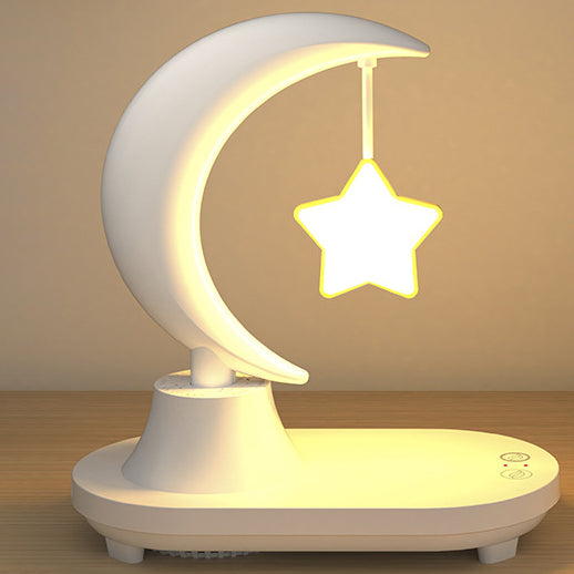 Modern Art Deco ABS Moon Shape Bluetooth Speaker Table Lamp