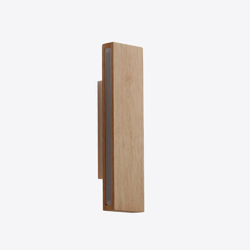 Japanese Minimalist Log Rectangular Flat Wall Sconce
