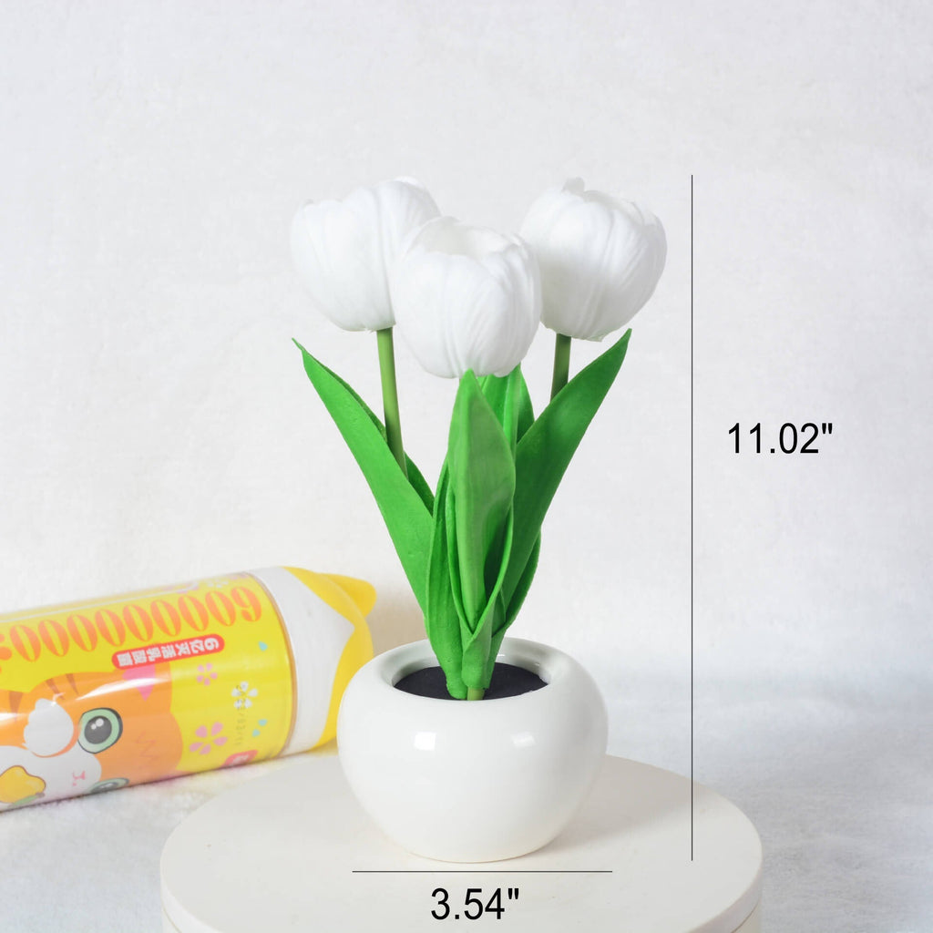 Modern Creative Faux Tulip & Peony LED Night Table Lamp