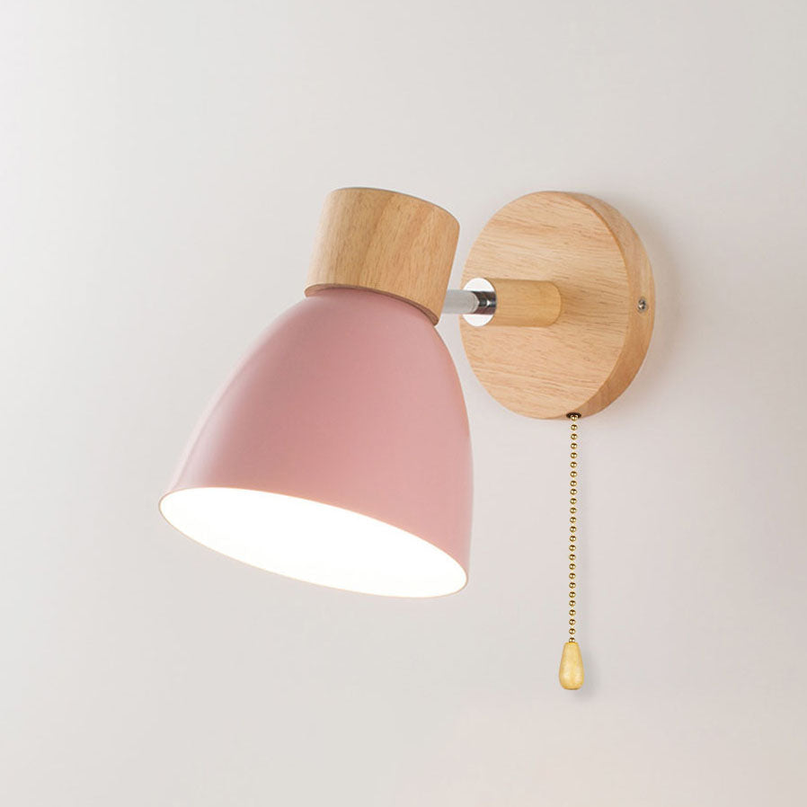 Modern Minimalist Macaron Iron Wood Wall Sconce
