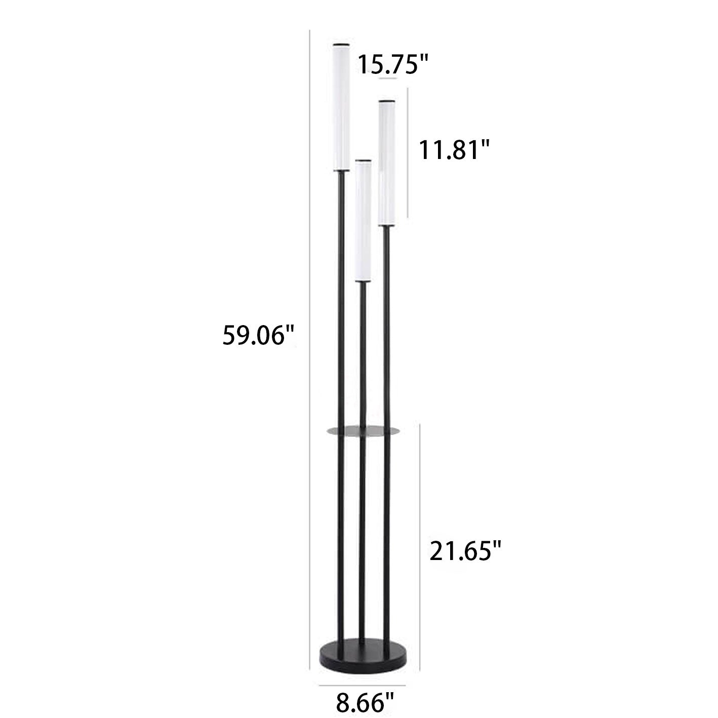 Contemporary Black 3-Light Floor Lamp