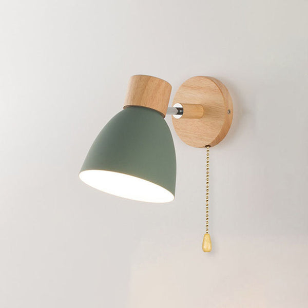 Modern Minimalist Macaron Iron Wood Wall Sconce