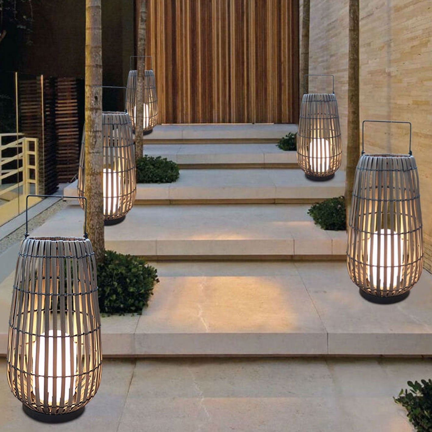 Modern Rattan Outdoor Stake Light