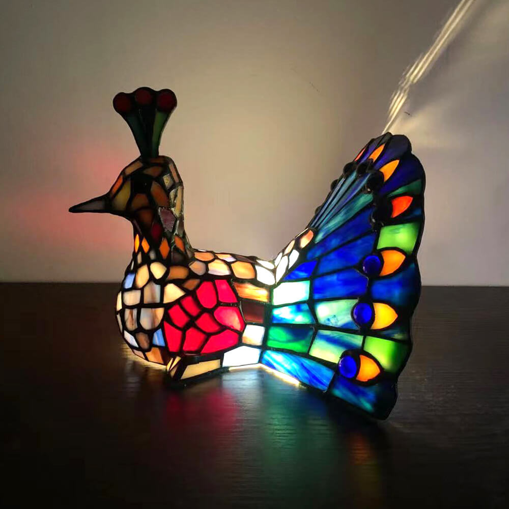 Tiffany Creative Animal Stained Glass 1-Light Table Lamp