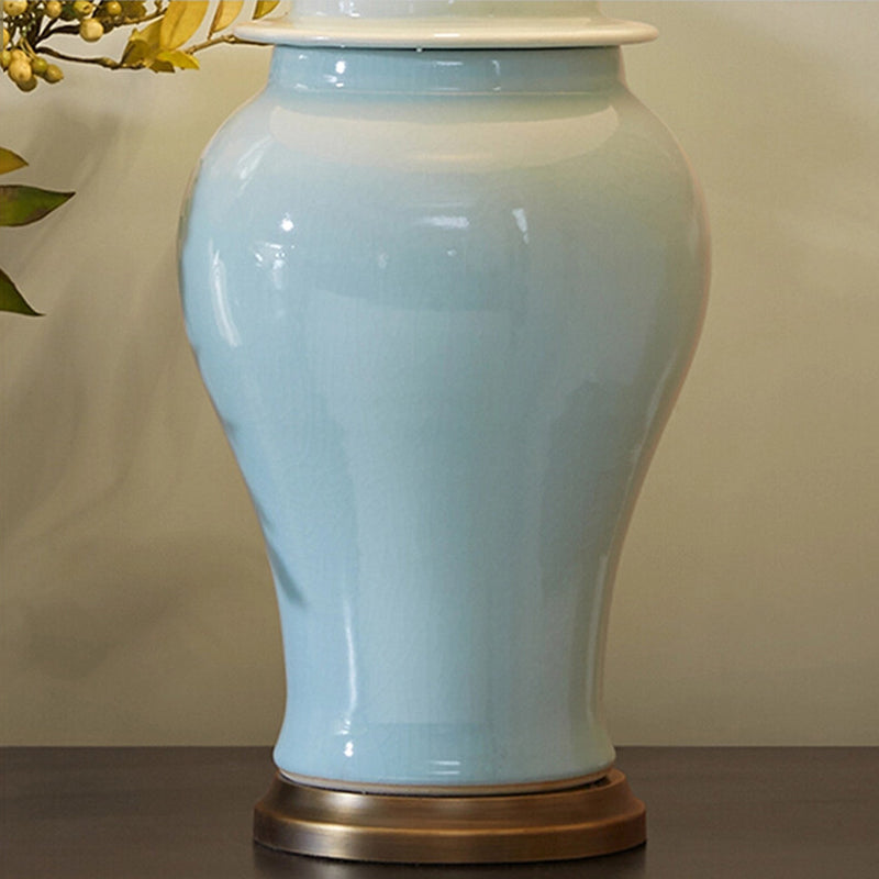 Traditional Rustic Ceramic Fabric Conic Vase Table Lamp
