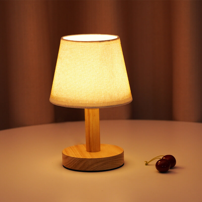 Vintage Linen Drum Shade LED Table Lamp, 1-Light Table Lamp
