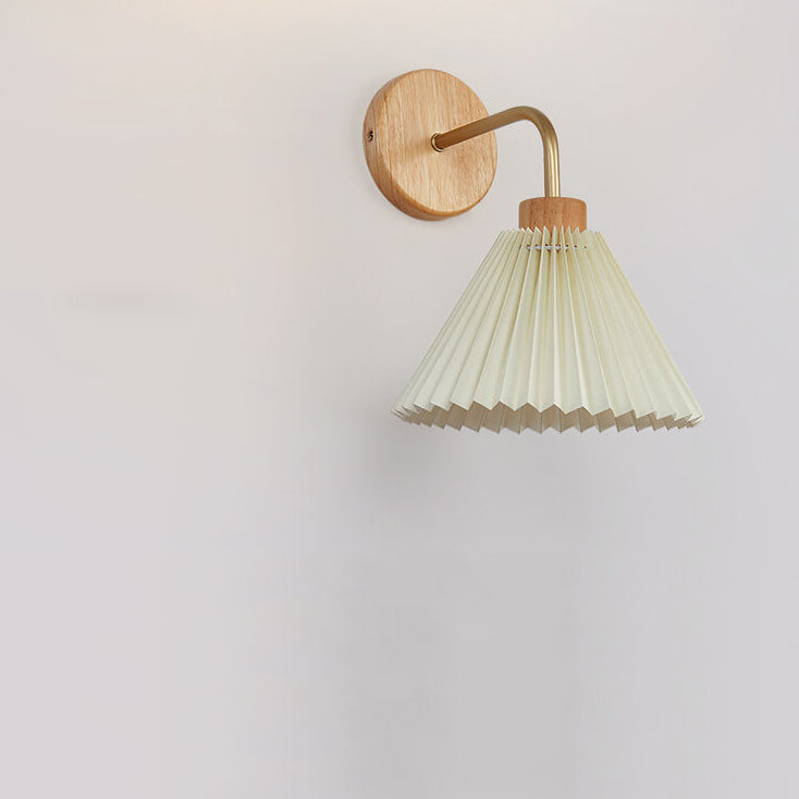 Modern Minimalist Pleated Umbrella Shade 1-Light Wall Sconce