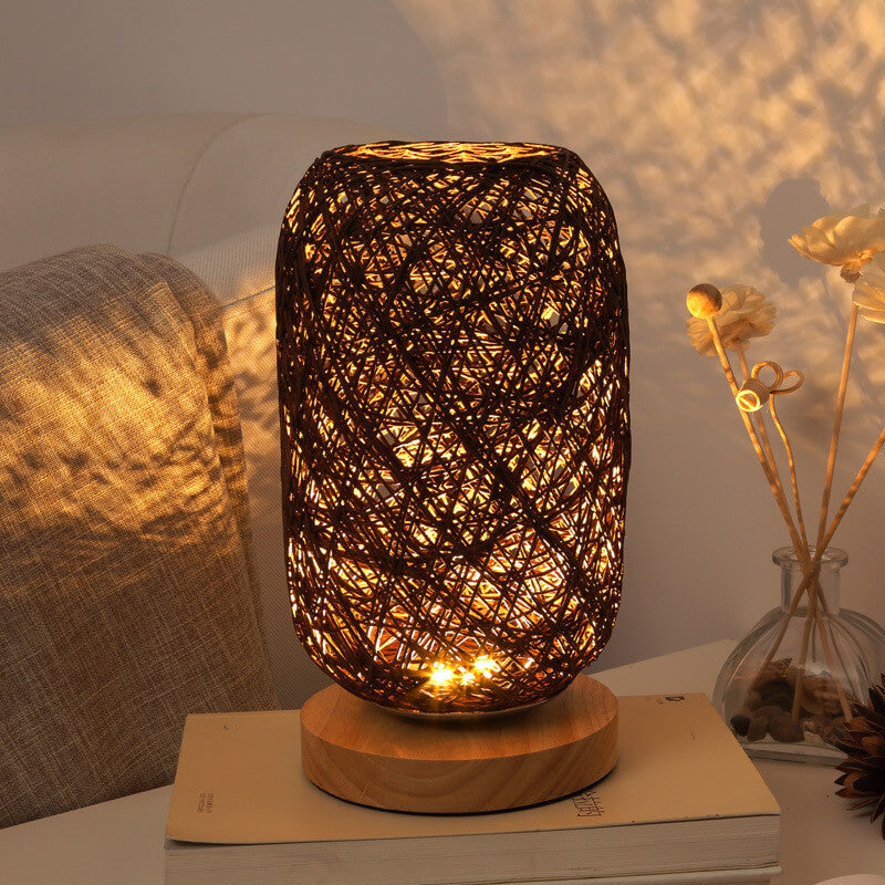 Creative Twine Rattan Ball LED Dimmable Table Lamp