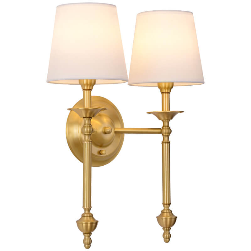 Modern Brass Fabric Shade 1/2 Light Wall Sconce