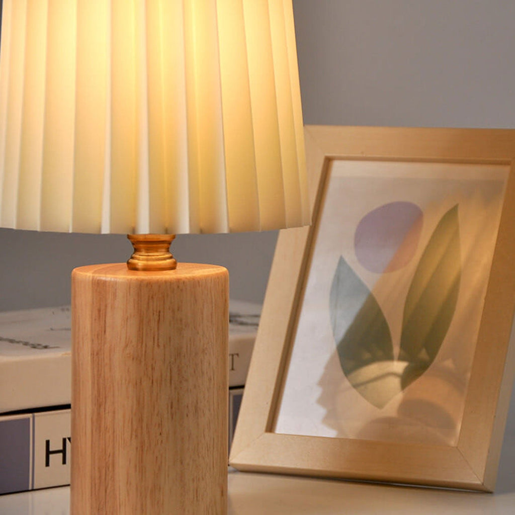Elegant Vintage Korean Pleated Column Table Lamp Table Lamp