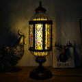 Vintage Turkish Stained Glass Lantern 1-Light Table Lamp