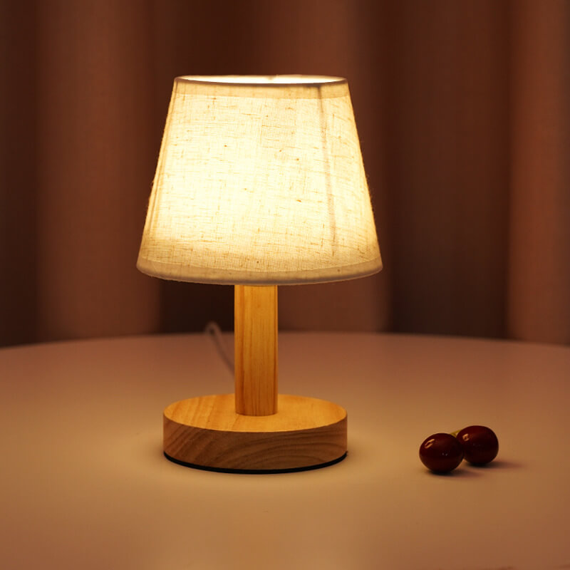 Vintage Linen Drum Shade LED Table Lamp, 1-Light Table Lamp