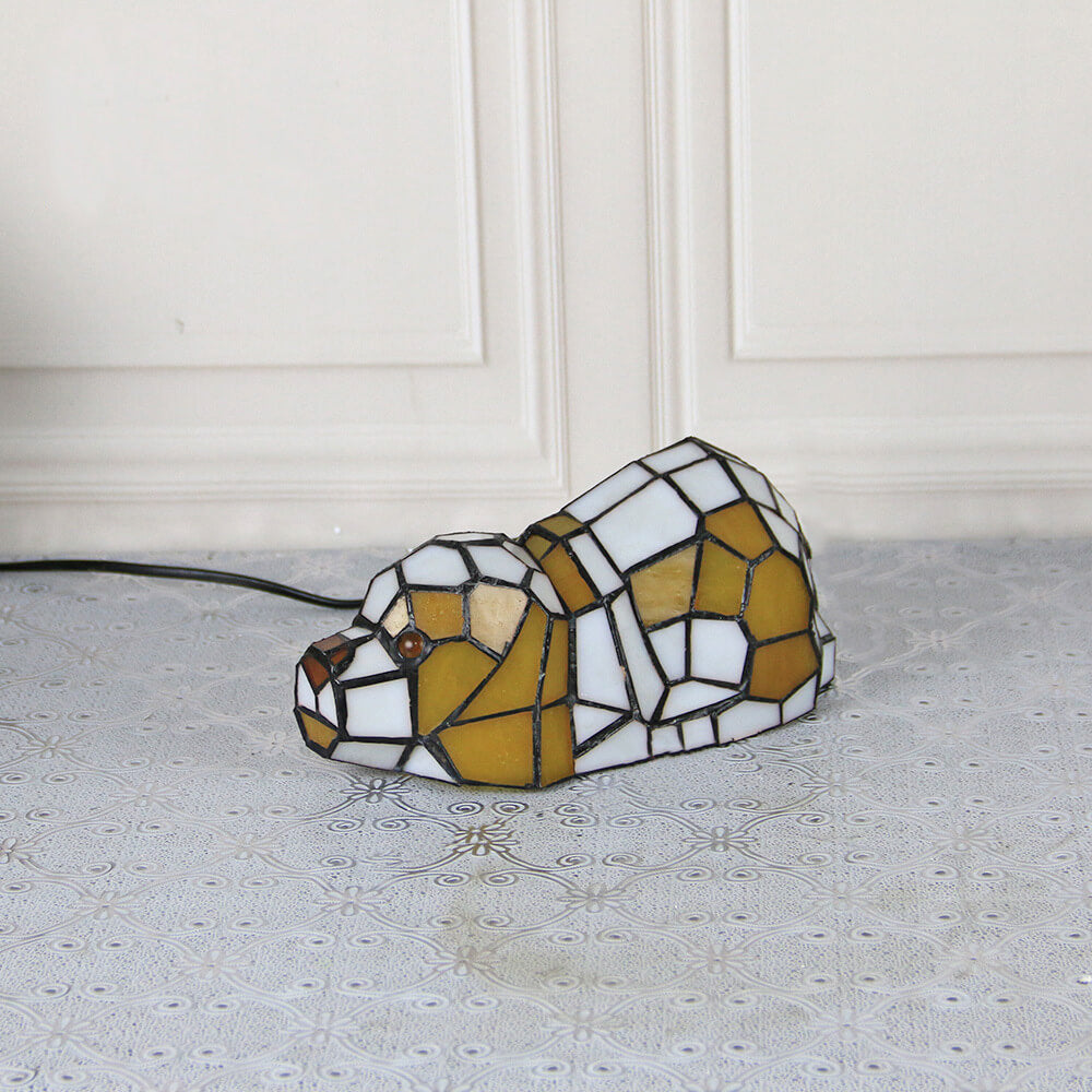 Tiffany Creative Cats/Dogs Stained Glass 1-Light Table Lamp