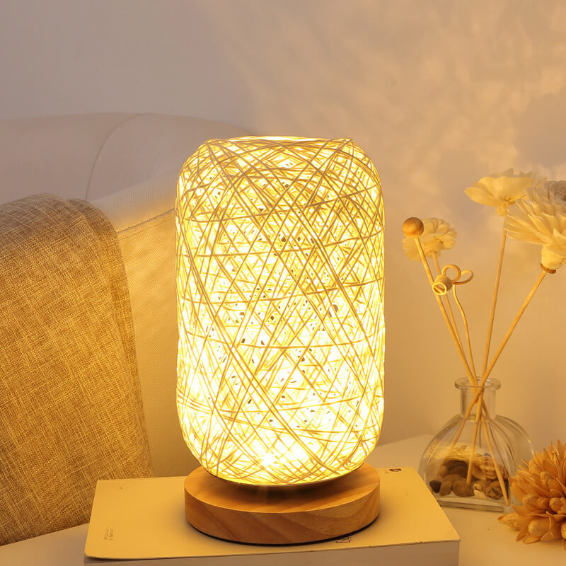 Creative Twine Rattan Ball LED Dimmable Table Lamp