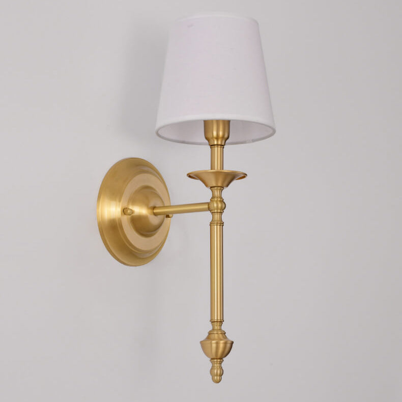 Modern Brass Fabric Shade 1/2 Light Wall Sconce