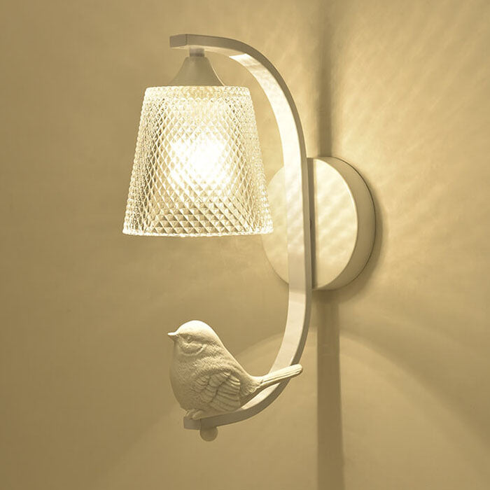 Modern Simple Resin Bird Glass Shade 1-Light Wall Sconce