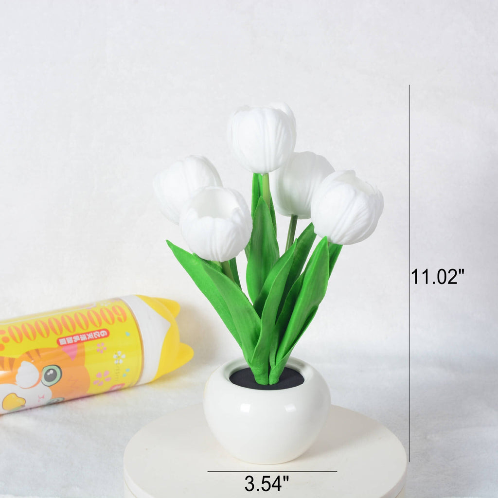 Modern Creative Faux Tulip & Peony LED Night Table Lamp