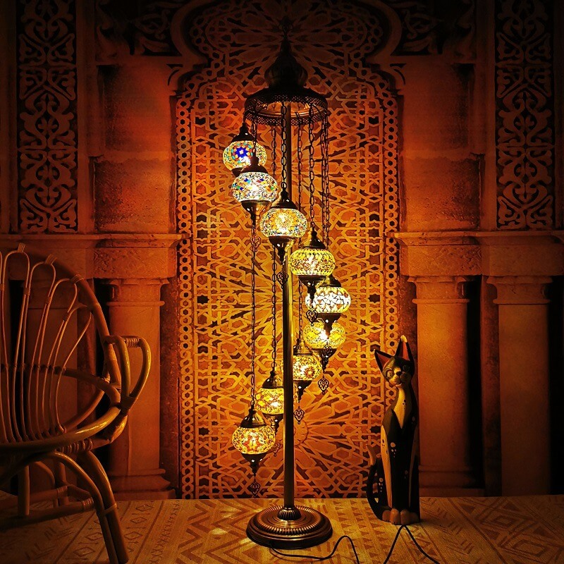 Vintage Multicolor 9-Light Floor Lamp