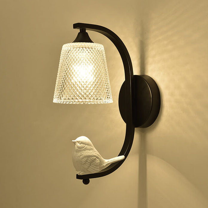 Modern Simple Resin Bird Glass Shade 1-Light Wall Sconce