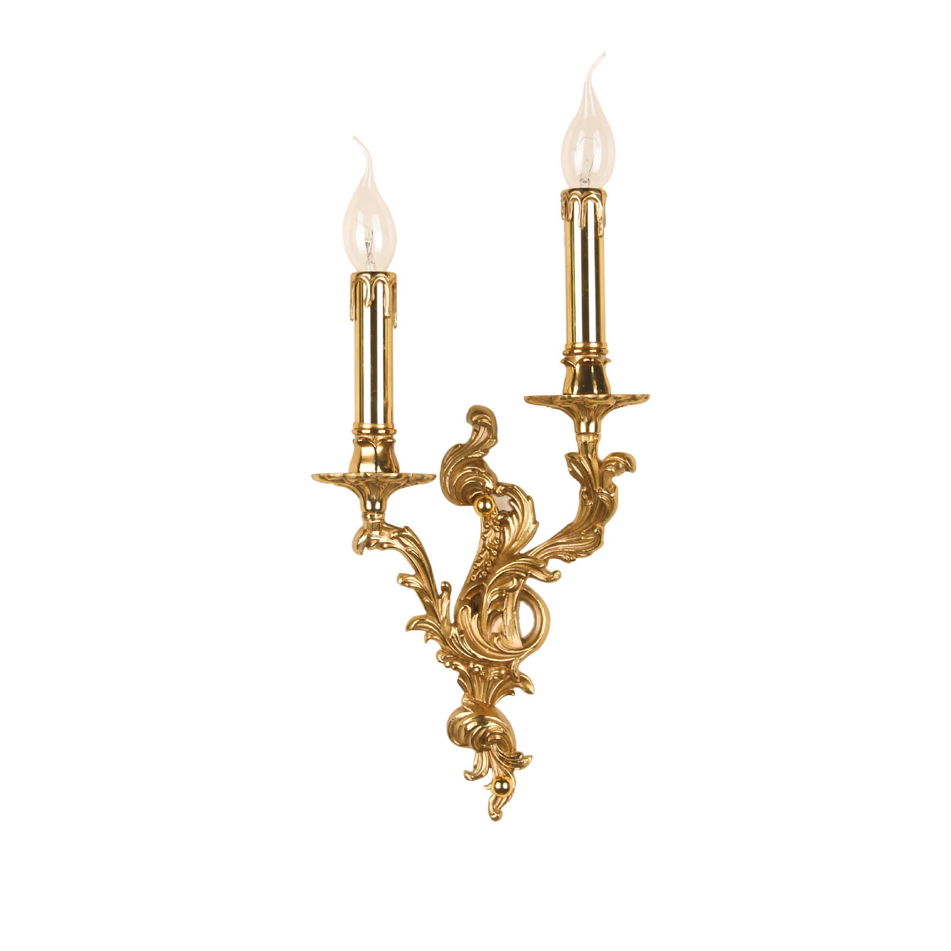 French Vintage Brass Candle 2/3 Light Wall Sconce