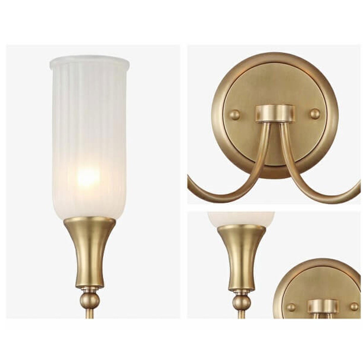 Vintage Rustic Brass Glass 1/2 Light Wall Sconce