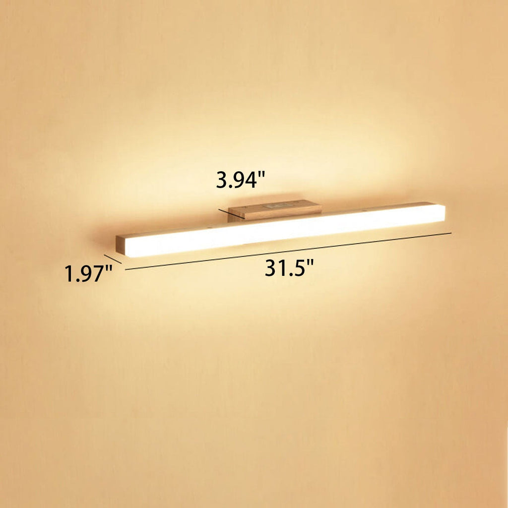 Nordic Minimalist Wooden Long Strip Vanity Wall Light