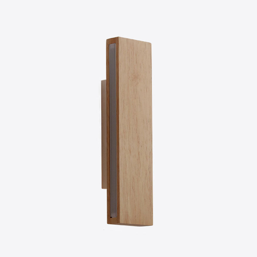 Japanese Minimalist Log Rectangular Flat Wall Sconce