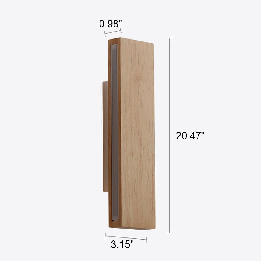 Japanese Minimalist Log Rectangular Flat Wall Sconce