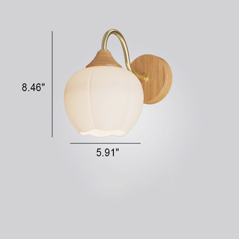 Contemporary Nordic Iron Glass Striped Round Log Wall Sconce