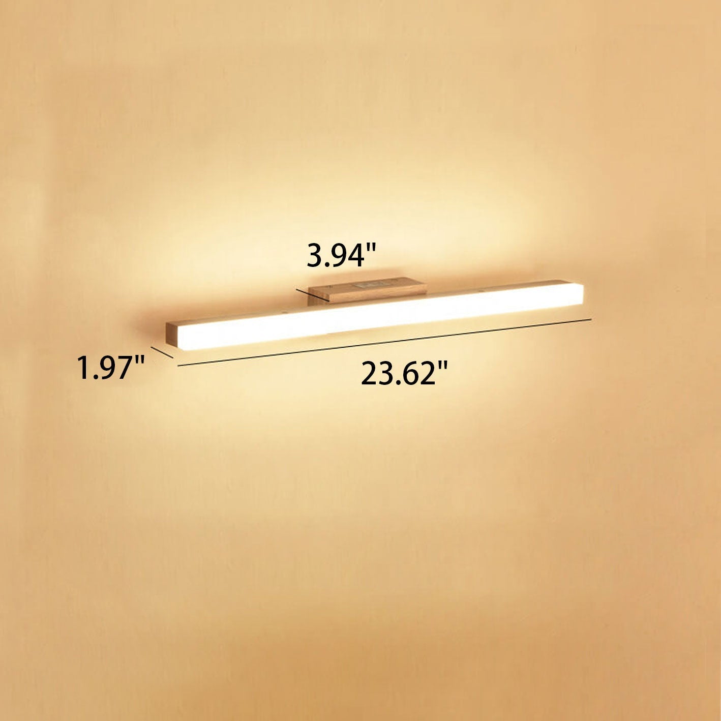 Nordic Minimalist Wooden Long Strip Vanity Wall Light