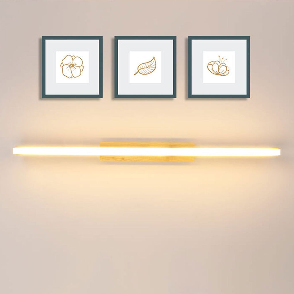 Nordic Minimalist Log Strip Vanity Light LED Wall Sconce