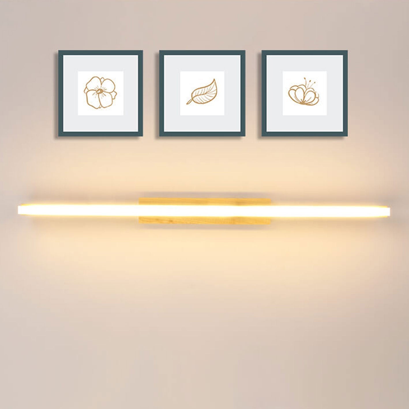 Nordic Minimalist Log Strip Vanity Light LED Wall Sconce
