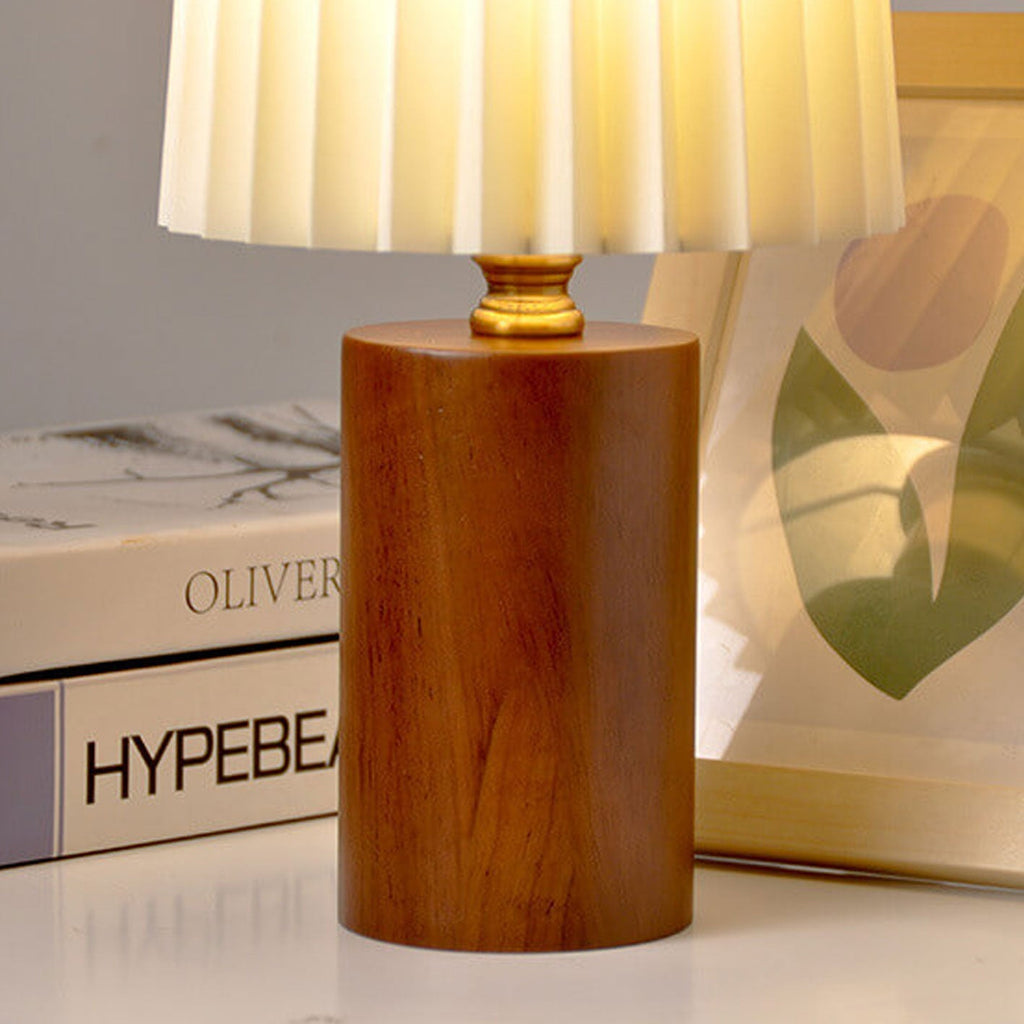 Elegant Vintage Korean Pleated Column Table Lamp Table Lamp