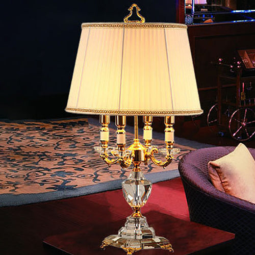 European Luxury Fabric Candle Holder with Crystal Table Lamp