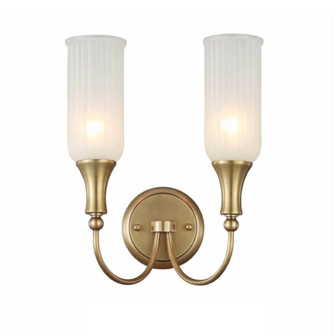 Vintage Rustic Brass Glass 1/2 Light Wall Sconce
