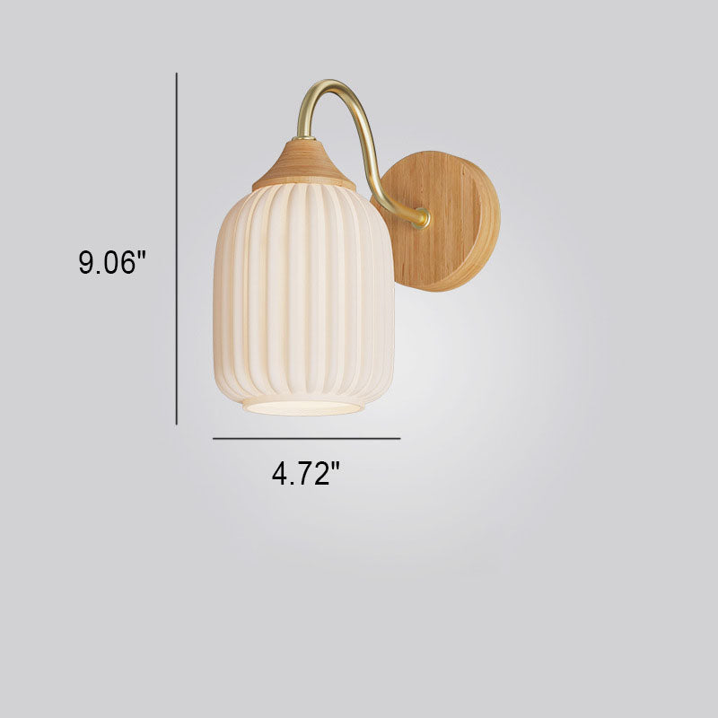 Contemporary Nordic Iron Glass Striped Round Log Wall Sconce