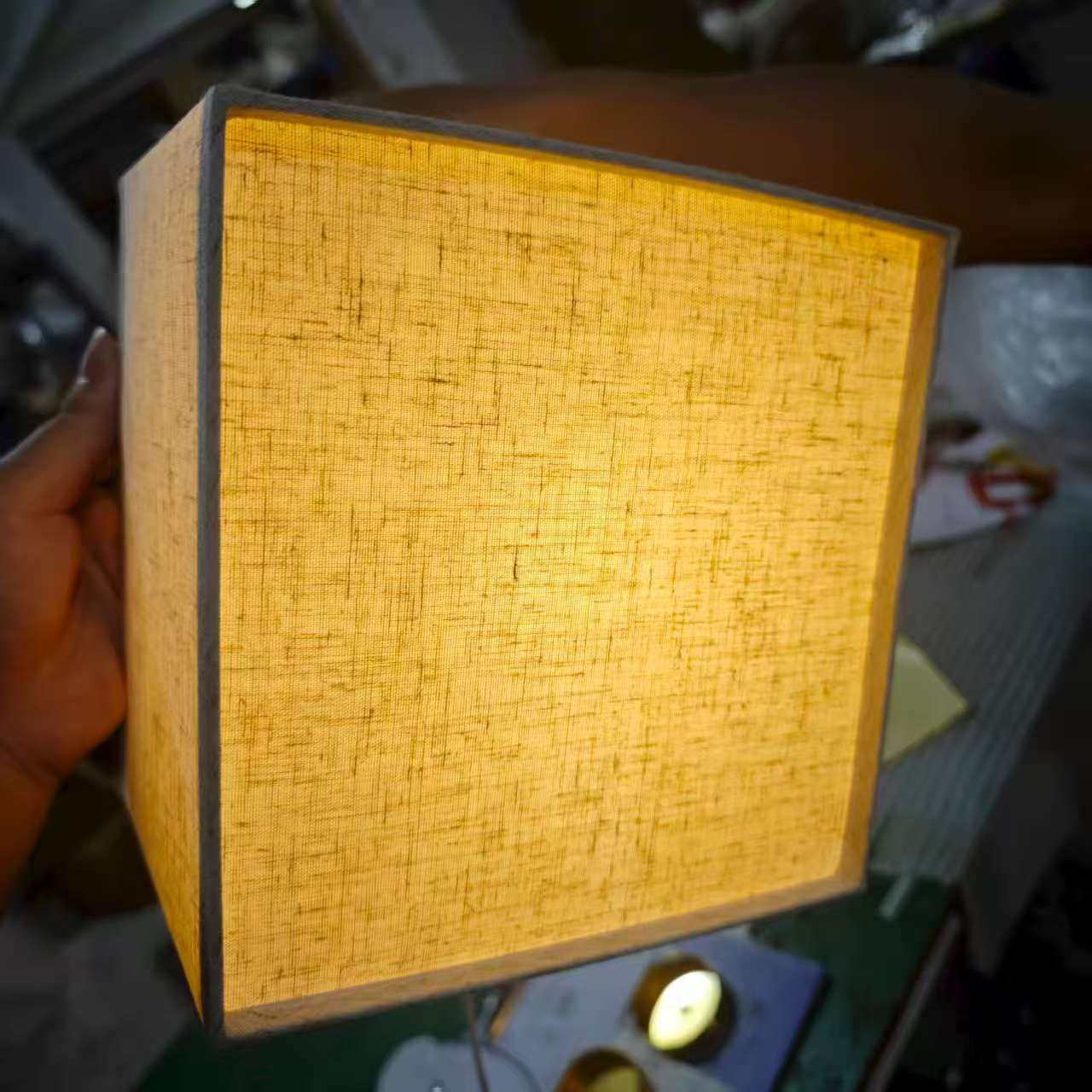 Traditional Japanese Square Fabric Shade LED Wall Sconce
