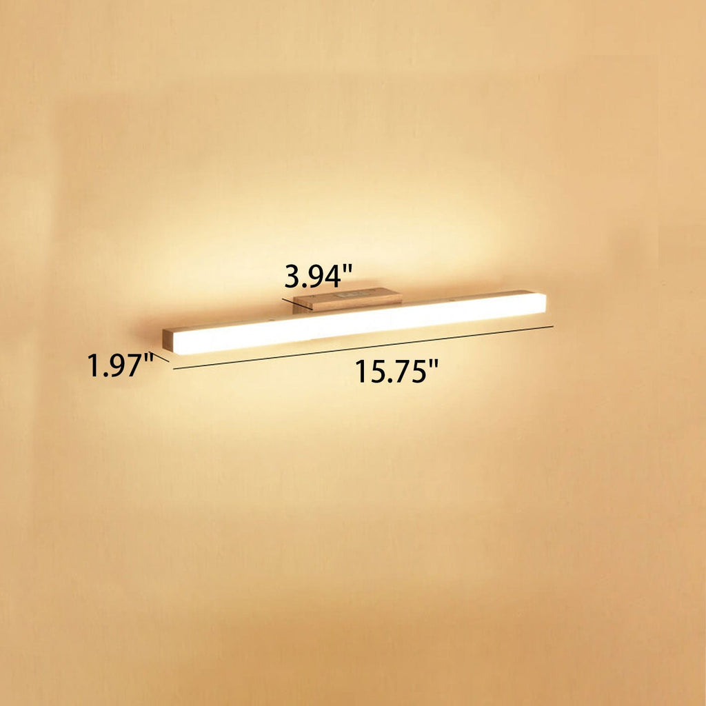 Nordic Minimalist Wooden Long Strip Vanity Wall Light