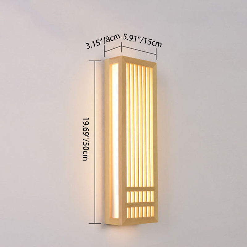 Modern Minimalist Solid Wood Acrylic Rectangular Wall Sconce